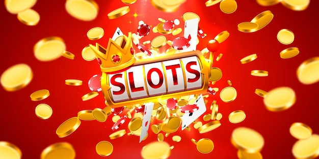 King Slots 777 Banner Casino Sur Fond Rouge. Illustration Vectorielle