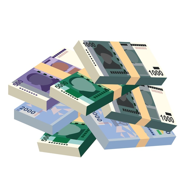 Kirghizistan som Vector Illustration Kirghizistan ensemble d'argent ensemble de billets de papier-monnaie som