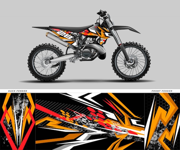 Vecteur kit d'autocollant autocollant graphique motocross