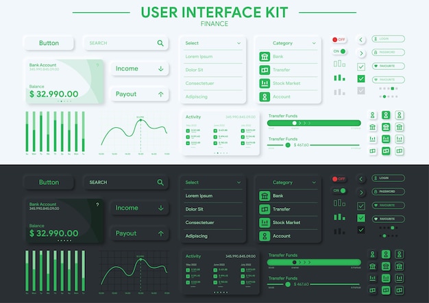 Kit De Bundle D'éléments De Banque De Finances D'interface Utilisateur