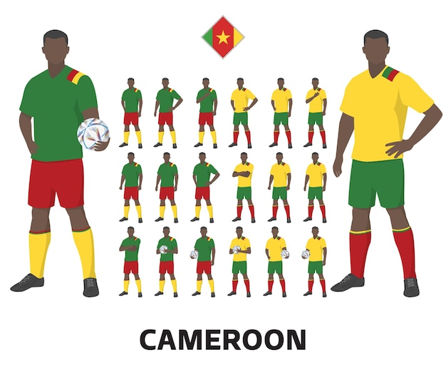 Vecteur kit de l'équipe de football du cameroun, kit domicile et kit extérieur