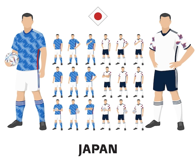 Vecteur kit de l'équipe de football du japon, kit domicile et kit extérieur