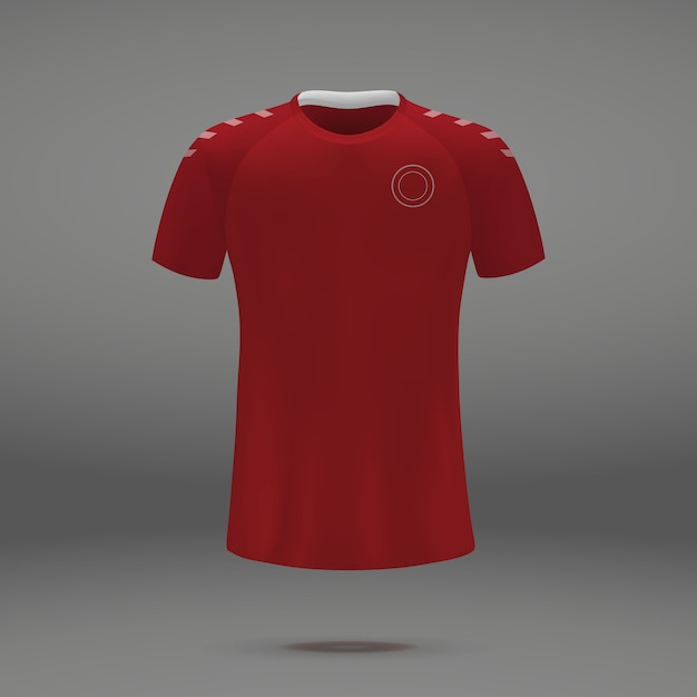 Vecteur kit de football du danemark, modèle de tshirt pour maillot de football