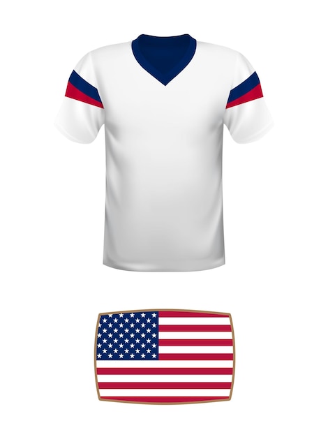 Vecteur kit de football maillot usa tournoi mondial de football 2022 t-shirt national et drapeau de l'équipe de football