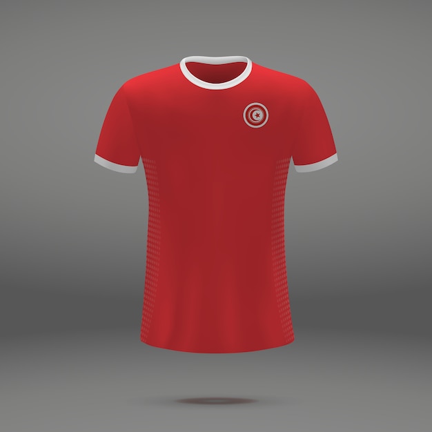 Kit de football de la Tunisie, modèle de tshirt pour maillot de football