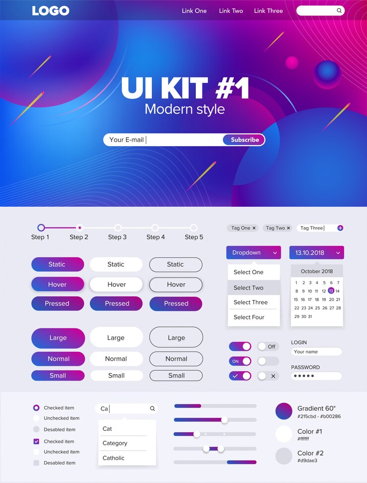 Vecteur kit d&#39;interface utilisateur pour le site web kit d&#39;interface utilisateur pour le modèle de site web boutons gui website