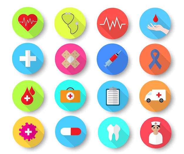 Kit médical icônes colorées vector illustration isolé sur fond blanc.