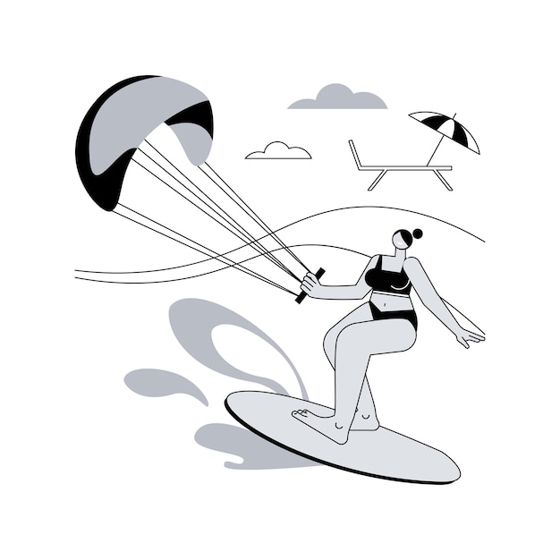 Vecteur kitesurf concept abstrait illustration vectorielle