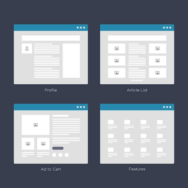 Vecteur kits d'interface utilisateur pour la carte du site et la conception de ux