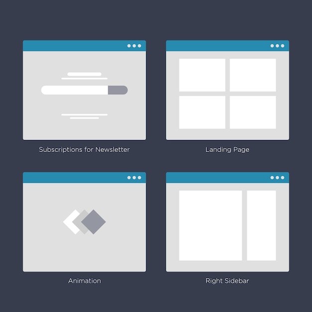 Vecteur kits d'interface utilisateur pour la carte du site et la conception de ux