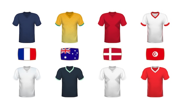 Kits De T-shirts De Football Du Monde 2022 Drapeaux De Maillot Drapeaux De Tournoi De Phase De Groupes Chemises De Drapeaux Nationaux De Football