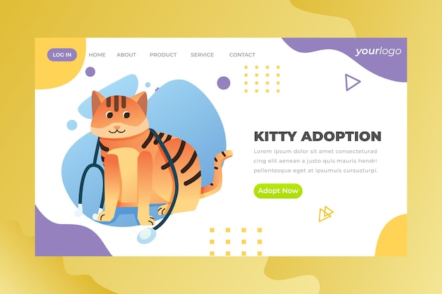Vecteur kitty adopt - page de destination vectorielle