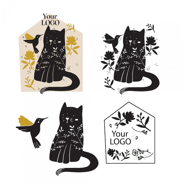 Kitty Logo Set Dessinés à La Main