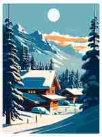 Vecteur kitzbuhel ski austria poster de voyage vintage souvenir carte postale peinture de portrait illustration de la wpa