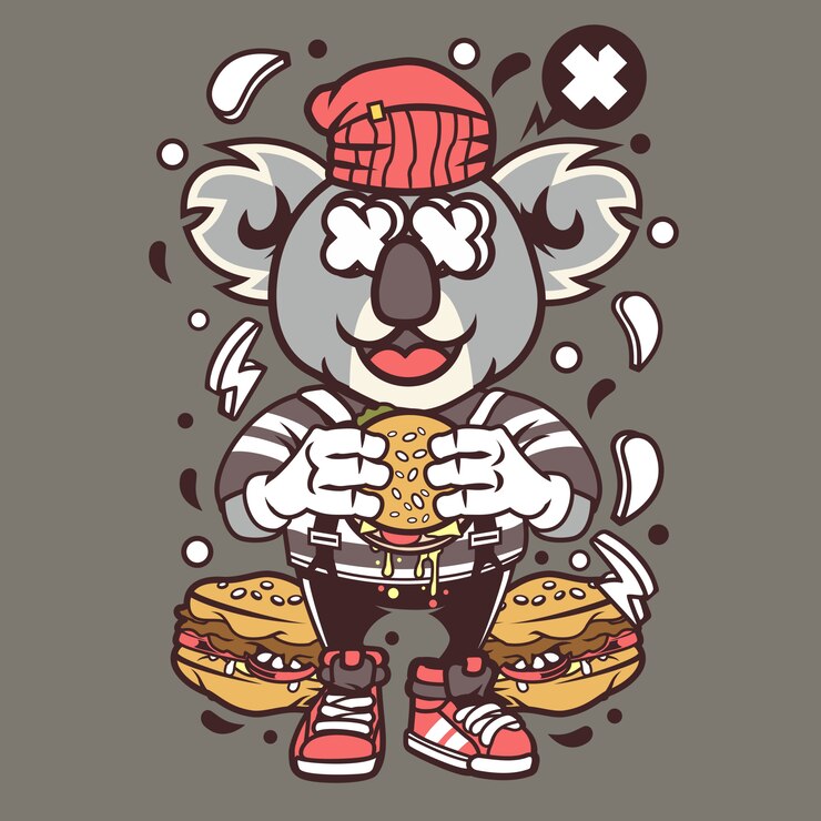 Vecteur koala burger dessin animé