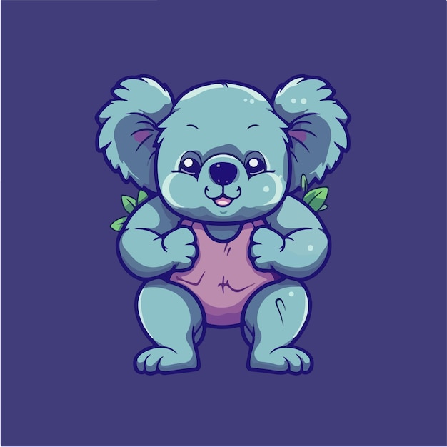 Un koala de dessin animé avec une tenue rose.