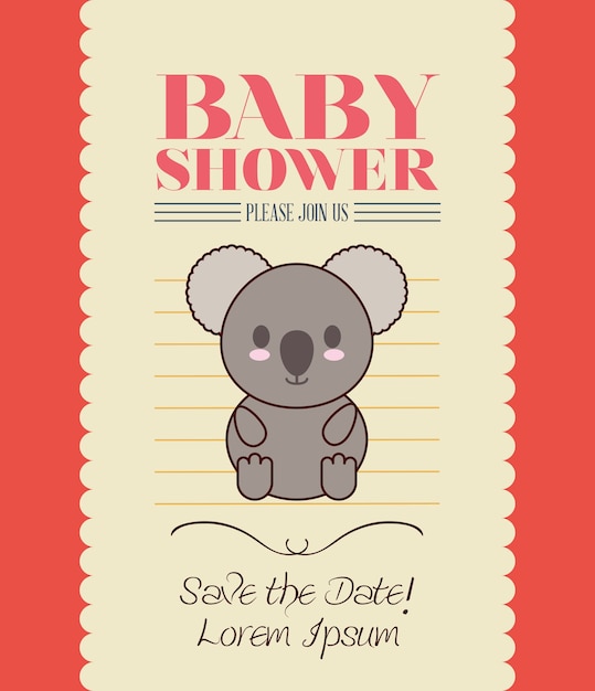 Koala, Mignon Animal, Dessin Animé Bébé, Douche, Carte, Icône