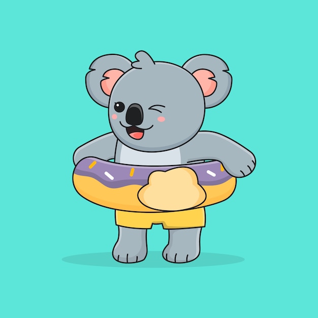 Koala Mignon Avec Anneau De Bain Donut