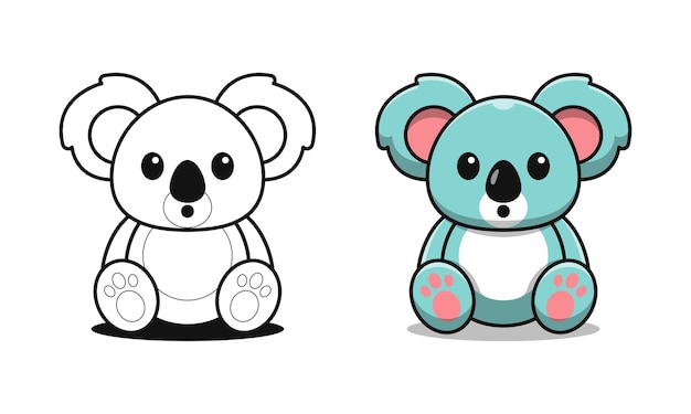 Le Koala Mignon Est Assis Des Pages De Coloriage De Dessin Animé Pour Les Enfants