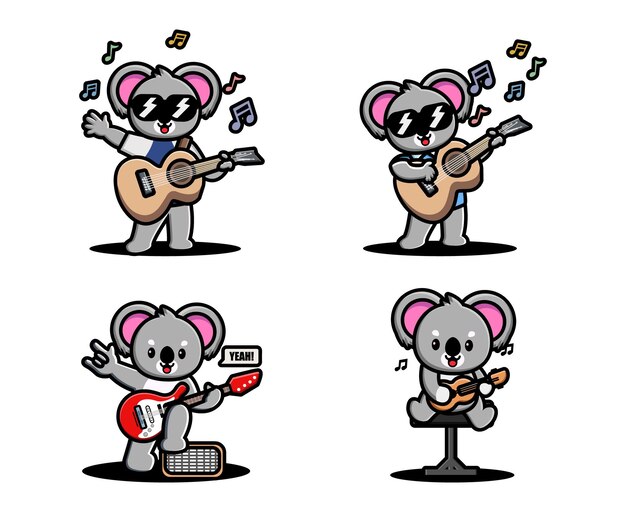 Koala Mignon Jouant De La Guitare