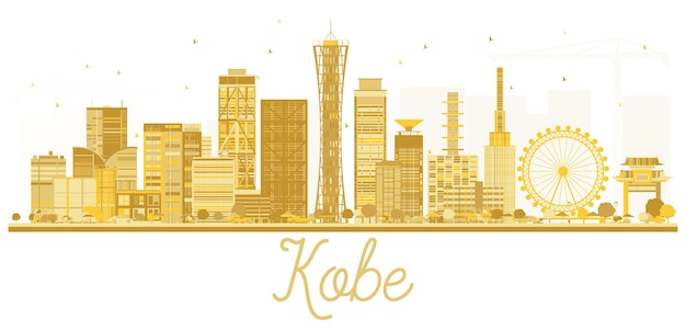 Kobe Japon City Skyline Silhouette Dorée. Illustration Vectorielle.