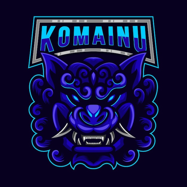 Vecteur komainu mascot logo création de logo de mascotte komainu lion avec un style de concept d'illustration moderne pour badge illustration de komainu en colère pour l'équipe de sport et d'esport