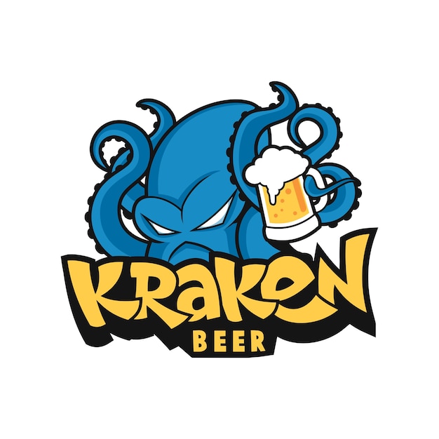 Vecteur kraken avec mascotte de bière