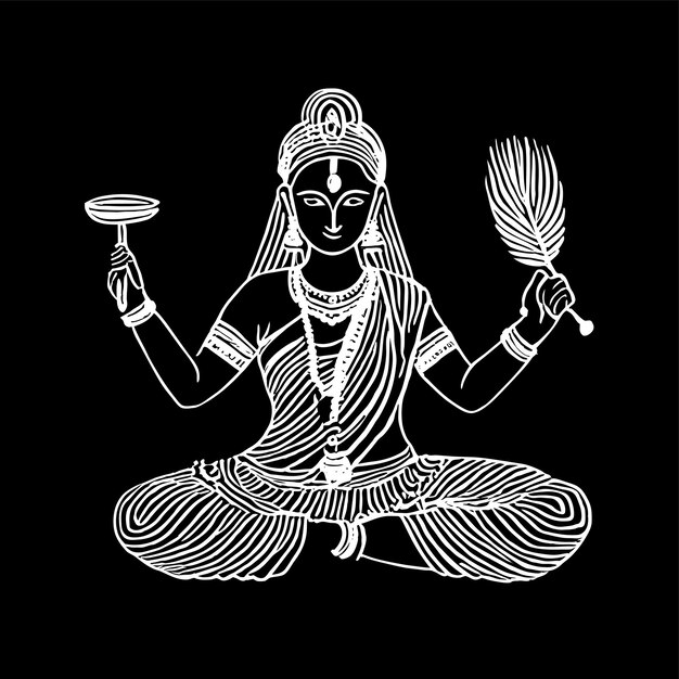 Vecteur krishna om namah dieu hindou shiva dessiné à la main plat stylé autocollant de dessin animé concept d'icône isolé