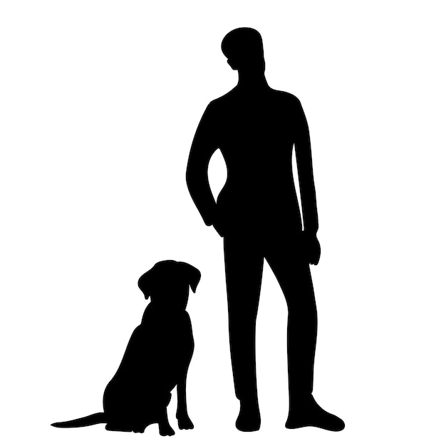 Kstu Kzh Homme Avec Silhouette De Chien Sur Fond Blanc Vecteur