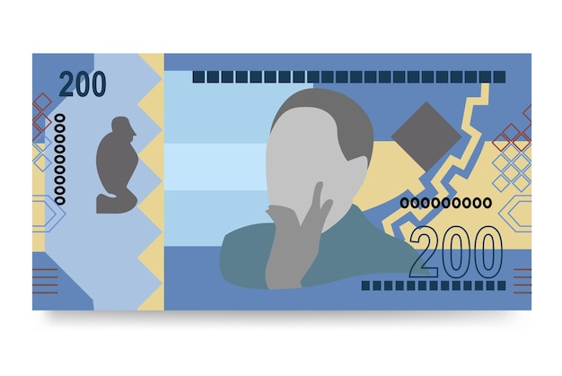 Vecteur kwanza angolais illustration vectorielle ensemble d'argent angolais billets de banque papier-monnaie 200 aoa