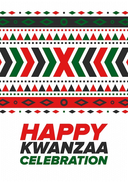 Kwanzaa Happy Celebration vacances africaines et afro-américaines festival de sept jours affiche vectorielle