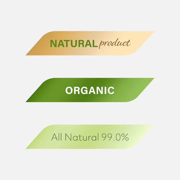 Vecteur label naturel et label bio vert. bannière moderne et conception d'insignes.