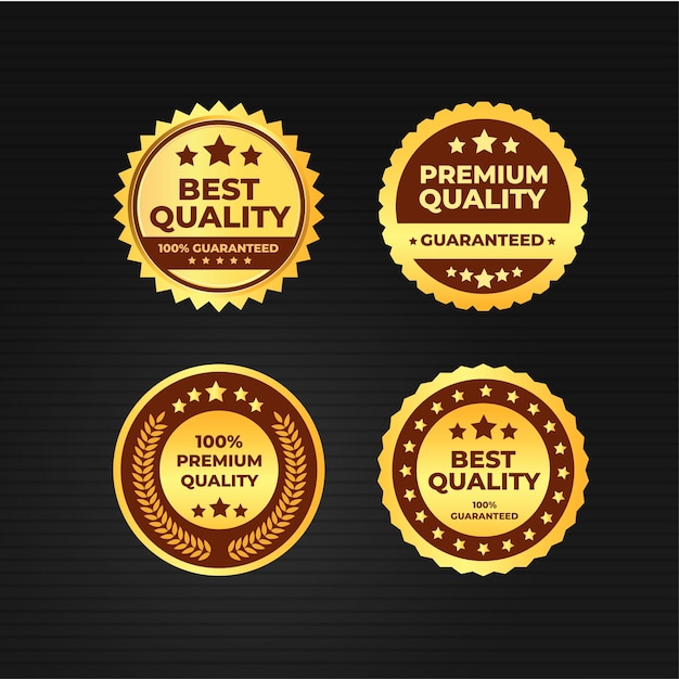 Vecteur label de récompense de meilleure qualité de qualité supérieure dans le style d'or