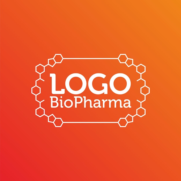 Vecteur laboratoire de pharmacie avec logo hexagonal avec style d'art en ligne