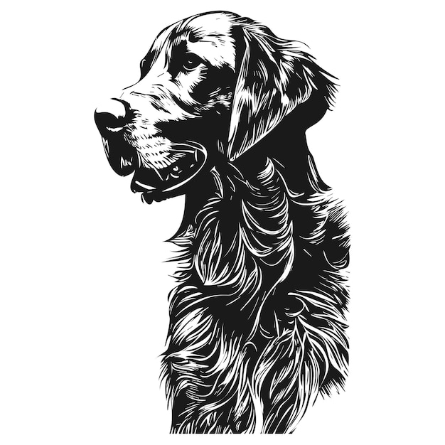 Labrador retriever pics vecteur dessiné à la main noir et blanc