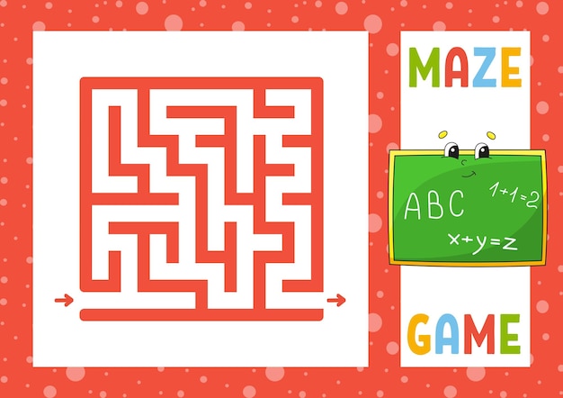 Vecteur labyrinthe carré jeu pour enfants puzzle pour enfants personnage heureux énigme de labyrinthe trouvez le bon chemin illustration vectorielle