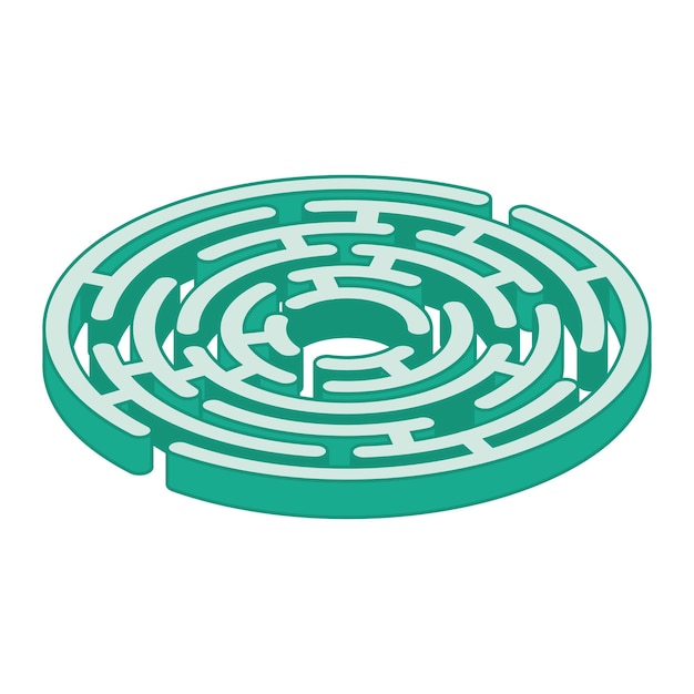 Vecteur labyrinthe isométrique de cercle isolé sur fond blanc labyrinthe de contour