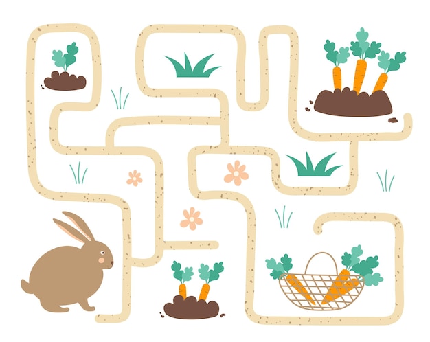 Labyrinthe Pour Enfants Avec Un Lapin