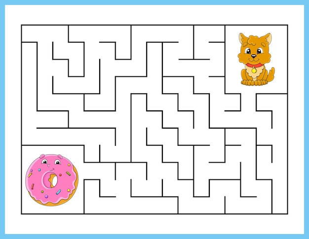 Labyrinthe Rectangulaire Jeu Pour Enfants Labyrinthe Amusant Feuille De Travail Pour Le Développement De L'éducation Page D'activité Puzzle Pour Enfants