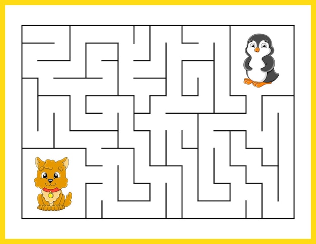 Vecteur labyrinthe rectangulaire jeu pour enfants labyrinthe drôle éducation développant feuille d'emploi page d'activité puzzle pour enfants style dessin animé énigme pour la maternelle épée logique illustration vectorielle