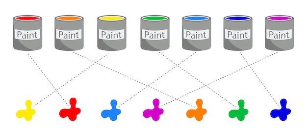 Labyrinthes Pour Enfants Apprenant Les Couleurs Boîtes De Peinture Correspondant à L'illustration Vectorielle De Couleur Souhaitée