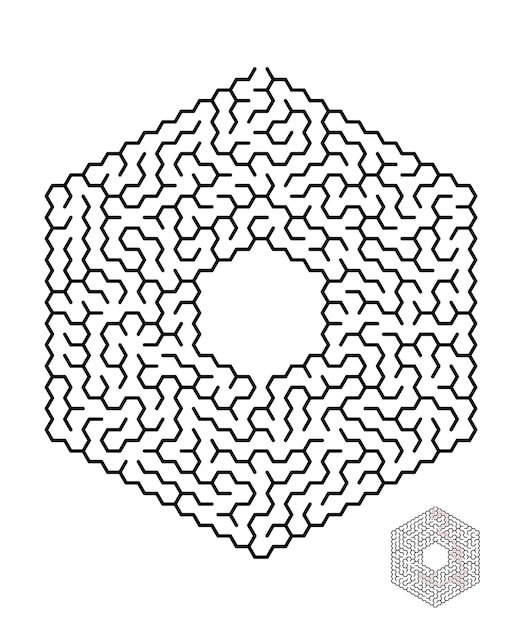 Labyrinthes vectoriels hexagonales noires labyrinthes noirs icône du labyrinthe vectoriel symbole du labyrinth puzzle hexagonal sigma