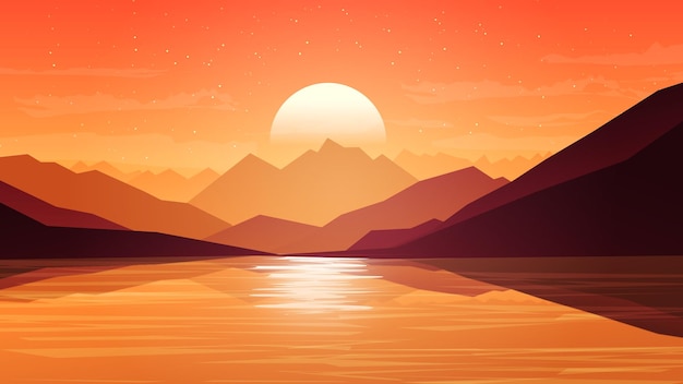 Lac côté vue montagne paysage jeu fond d'écran résolution 8k
