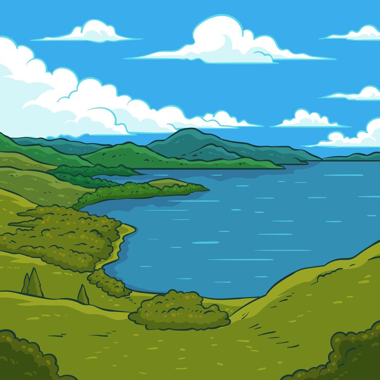 Le lac Toba dessiné à la main