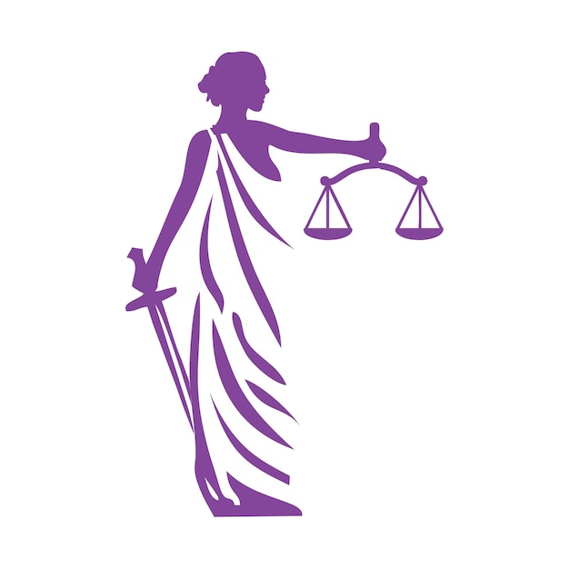 Vecteur lady justice pour le logo de l'avocat féminin