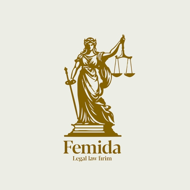 Lady Justice sculpture logo silhouette Femida, Thémis