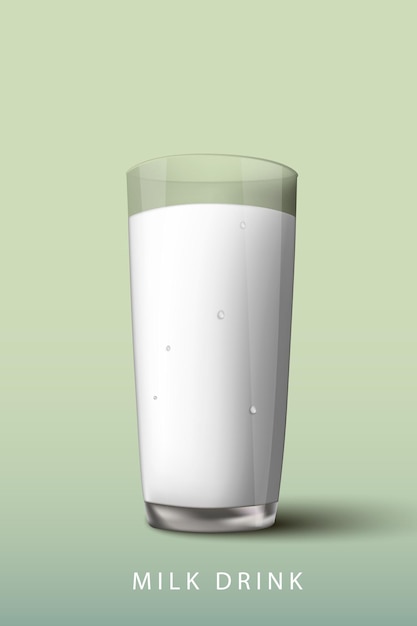 Vecteur lait boire un verre sur fond vert.