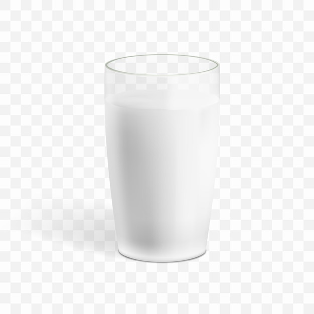 Vecteur lait réaliste dans un verre avec ombre