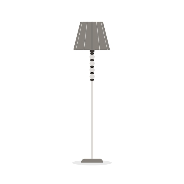 Lampadaire Gris Classique. Télévision Illustration Vectorielle Avec Lampe Sur Pied Gris Isolé Sur Fond Blanc