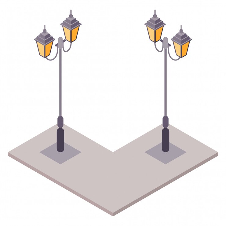 Lampadaire vintage classique isométrique avec style européen
